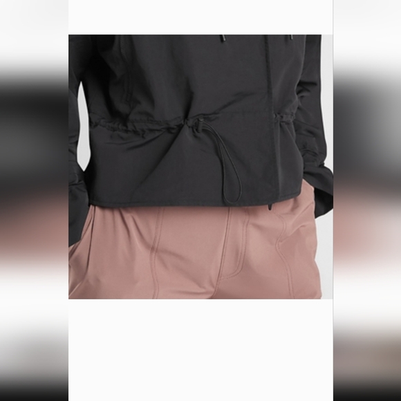 ATHLETA Black Acadia jacket small pockets adjustable ties weather resistant - Picture 2 of 7